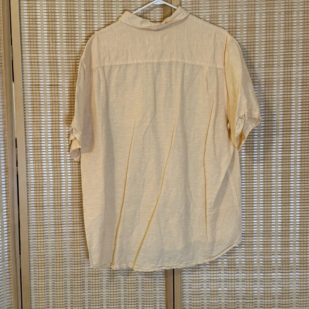Weatherproof Mens 2X Linen Blend Button Up Shirt Yellow Office Casual‎ Preppy